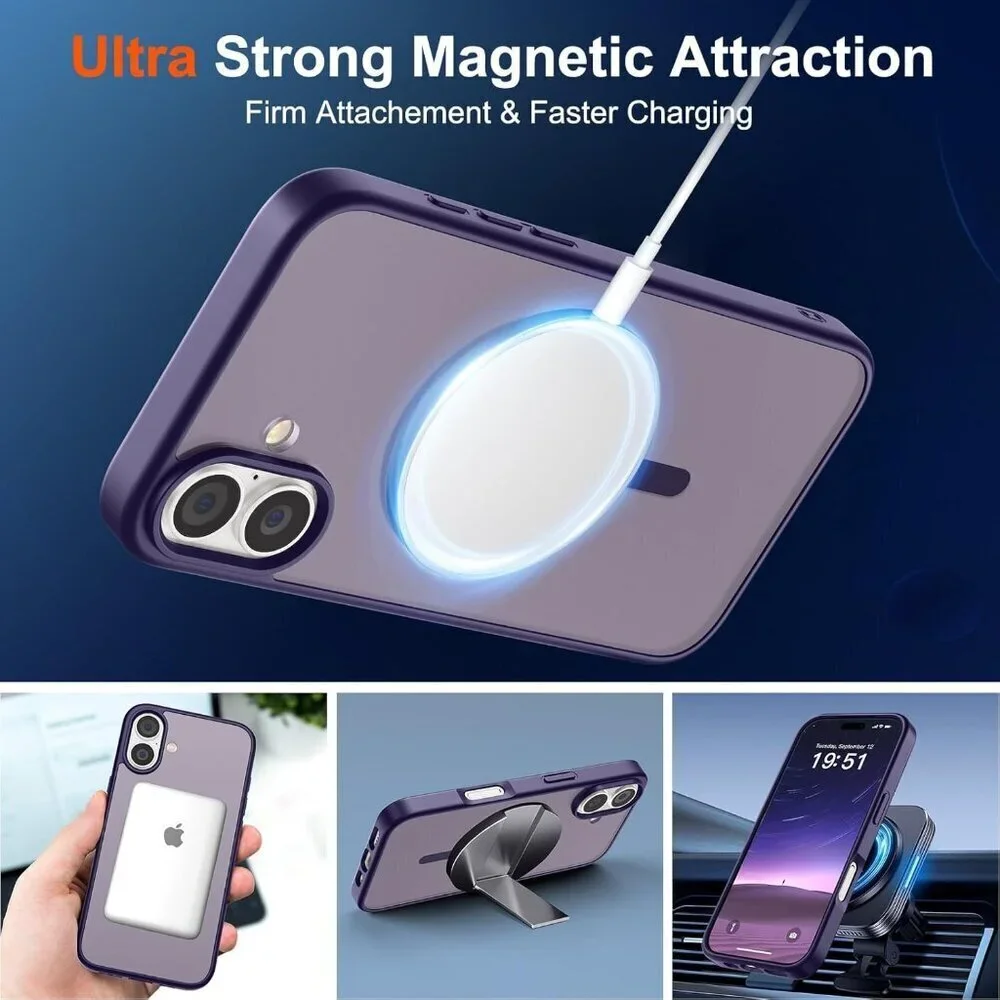 Dark Purple I-phone 17 Pro Max Case Compatible Mag Safe Matte Shockproof